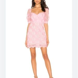 Revolve × NBD Haze Lace Puff-Sleeve Mini Dress Small NWT